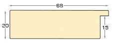 Moulding ayous, width 68mm height 20 - natural timber - Profile