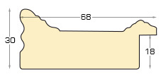 Moulding finger-jointed pine, width 68mm, height 30 - Cream - Profile