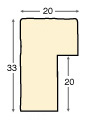 Moulding ayous, 20mm, 33height, rustic finish - cream - Profile