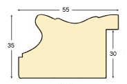 Moulding ayous, width 55mm, height 35 - silver - Profile