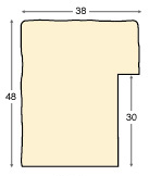 Moulding ayous, 38mm, 48height, rustic finish - cream - Profile