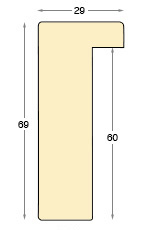 Moulding ayous, width 29mm, height 69, black - Profile