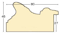 Moulding ayous, width 80mm, height 45mm - bare timber - Profile