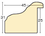 Moulding ayous, width 45mm, height 32 - gold - Profile