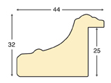 Moulding ayous, width 44mm, height 32 - gold with red band - Profile