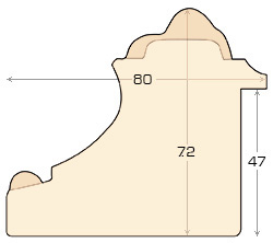 Moulding fingerjointed fir, width 80mm, height 72 - Gold, decorations - Profile