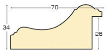 Moulding ayous, width 70mm, height 34 - gold - Profile