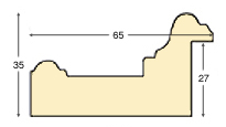 Moulding ayous, width 65mm, height 35mm, bare timber - Profile