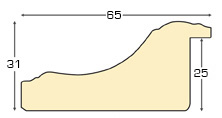 Moulding ayous, width 68mm, height 32mm, bare timber - Profile