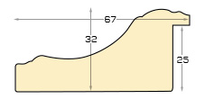 Moulding finger-jointed pine Width 66mm - White-green, shabb - Profile