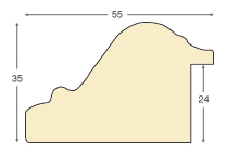 Moulding ayous, width 55mm, height 35 - Gold - Profile