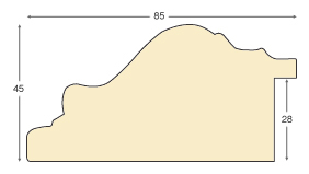 Moulding ayous, width 85mm, height 45 - gold - Profile