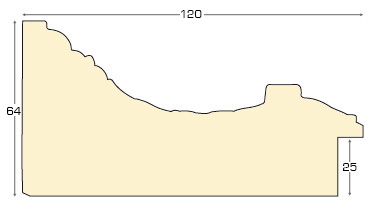 Moulding ayous, width 120mm, height 67 - silver - Profile