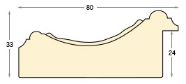 Moulding ayous, width 80 mm - embossed bare timber - Profile