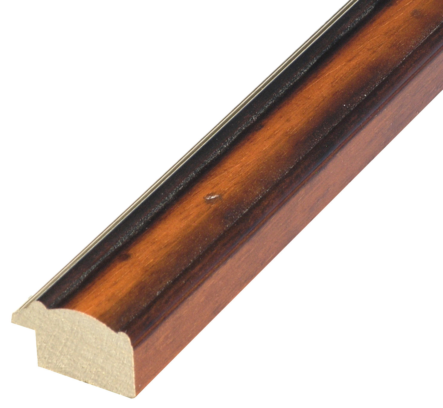 Moulding ayous 32mm - antique walnut with gold fillet