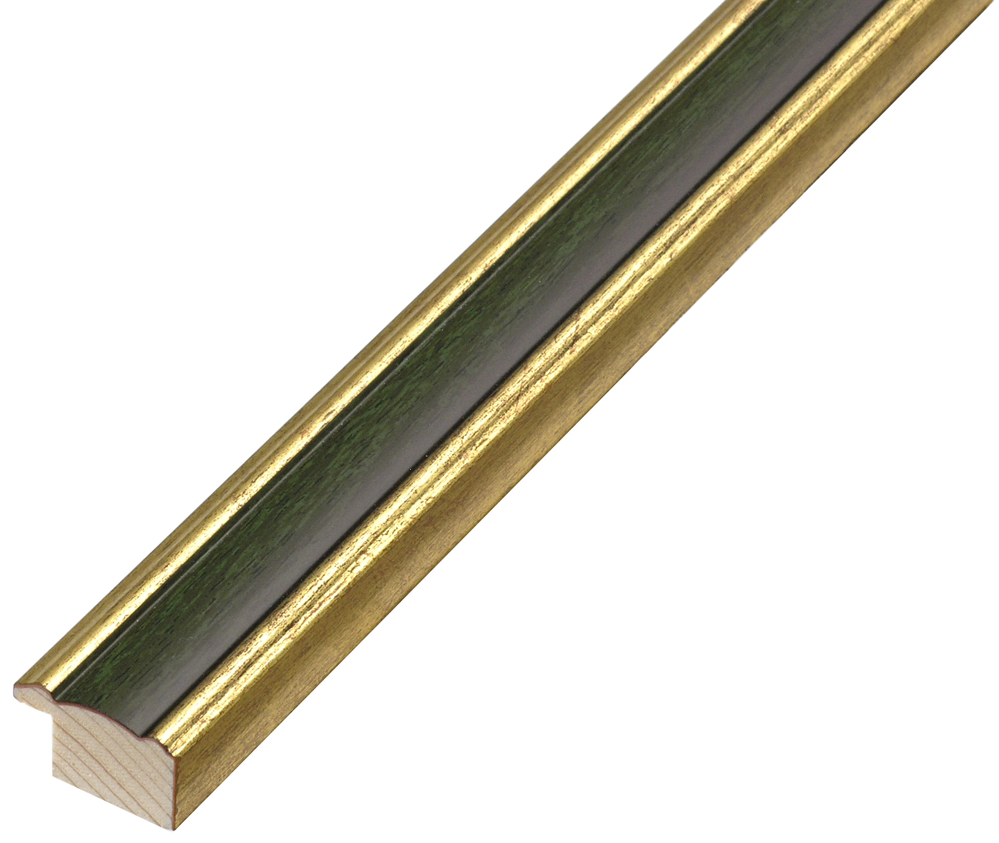 Moulding ayous jointed width 24mm - Gold with olive green band