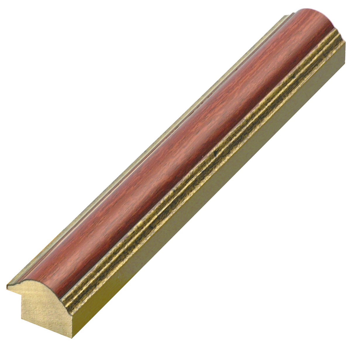 Moulding finger-jointed pine - Width 25mm - mahogany, gold sight edge 