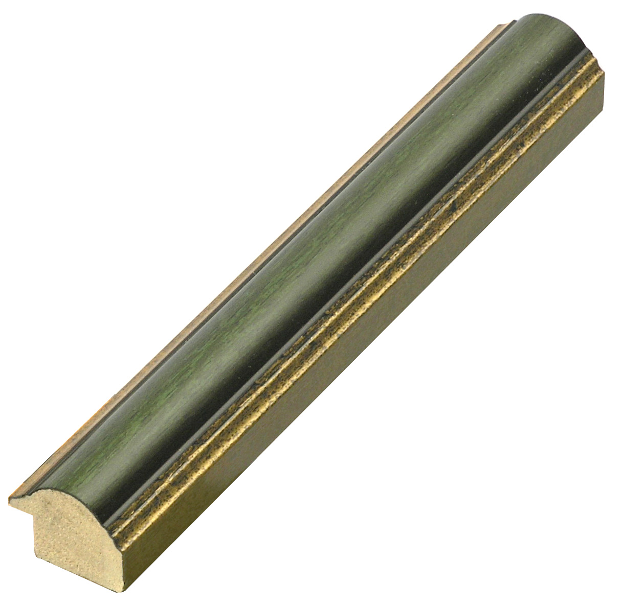 Moulding finger-jointed pine - Width 25mm - green, gold sight edge 