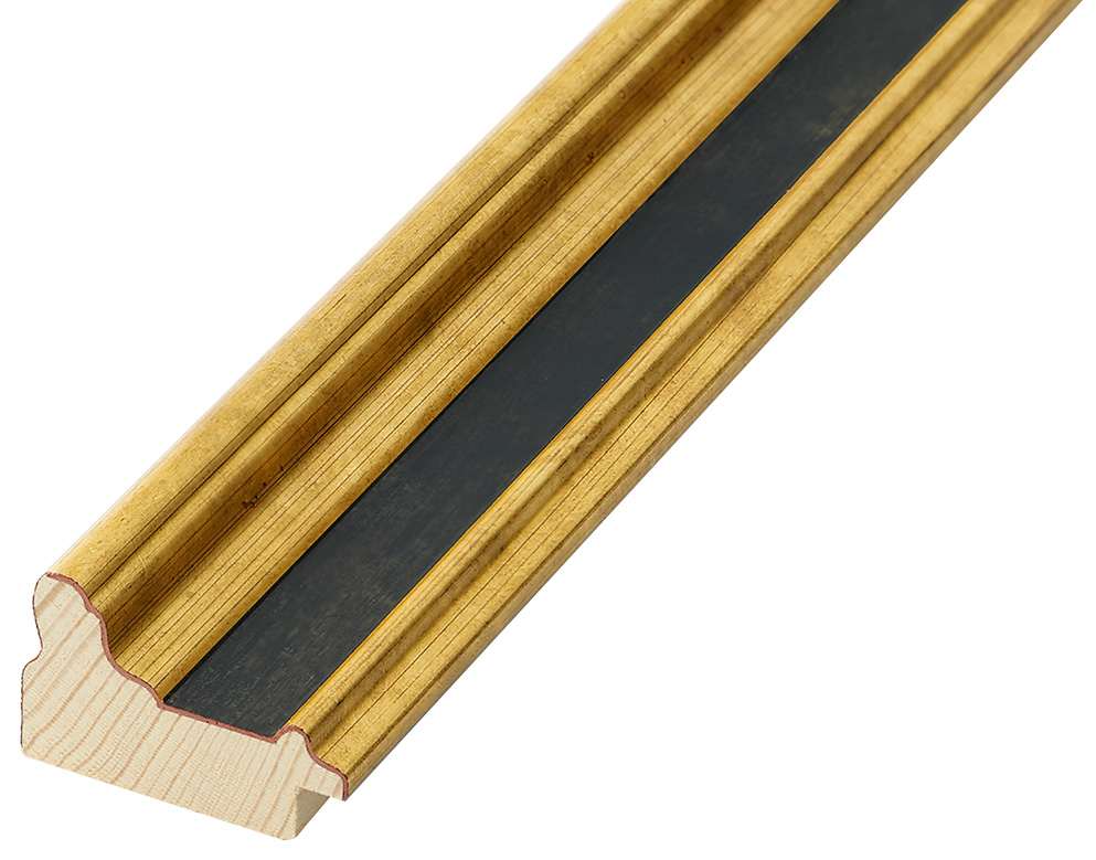 Moulding finger-jointed pine Width 34mm - Gold, black band