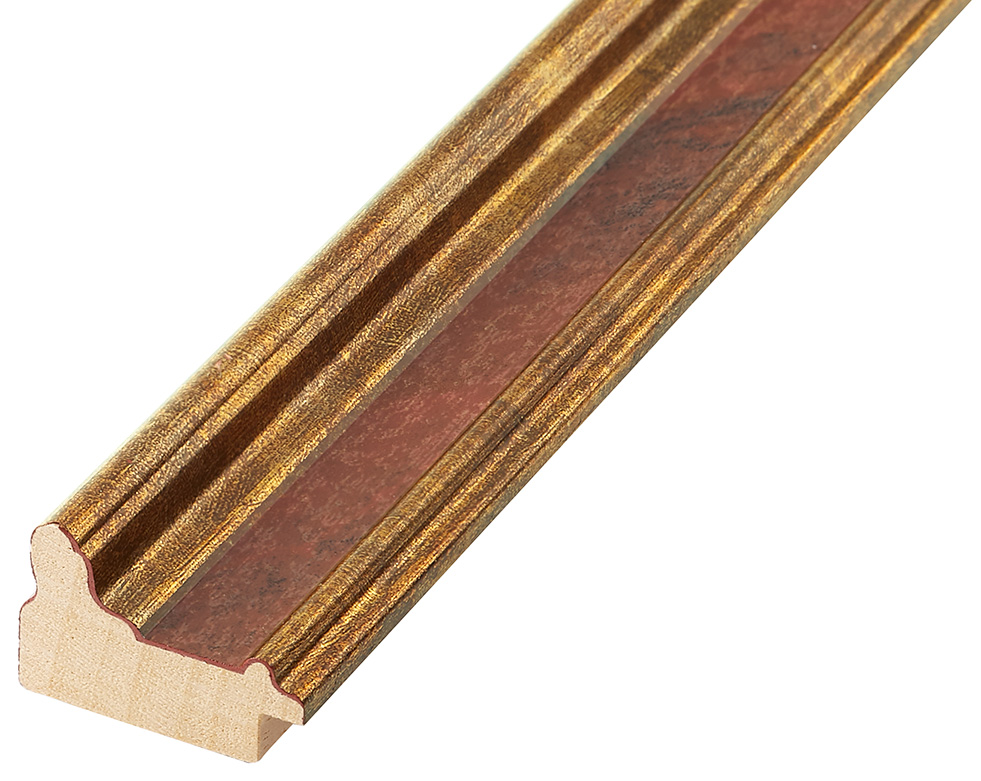 Moulding finger-jointed pine Width 34mm - Gold red band