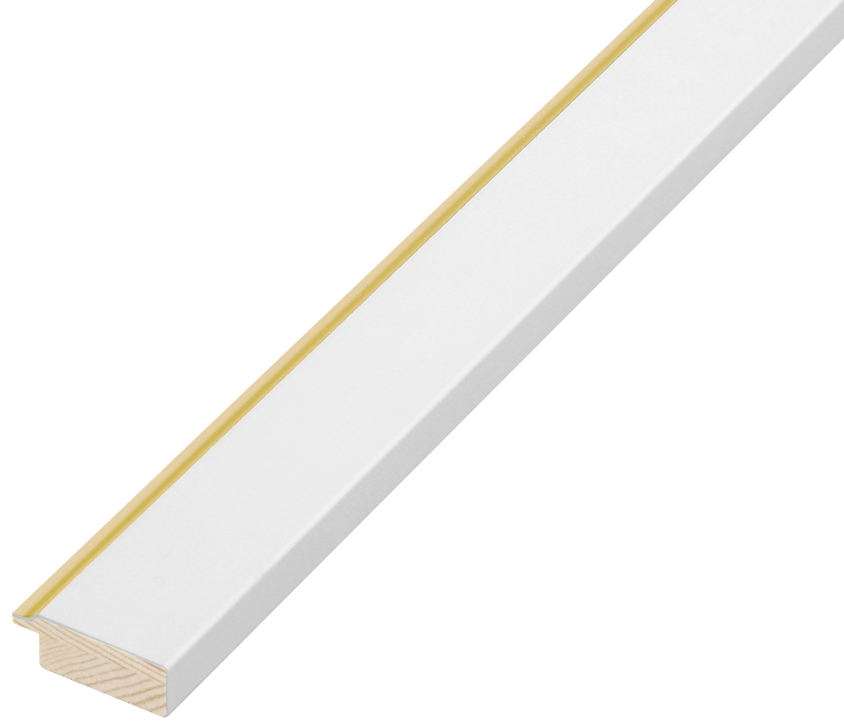 Liner finger-jointed pine, width 34mm, height 12 - White, gold edge