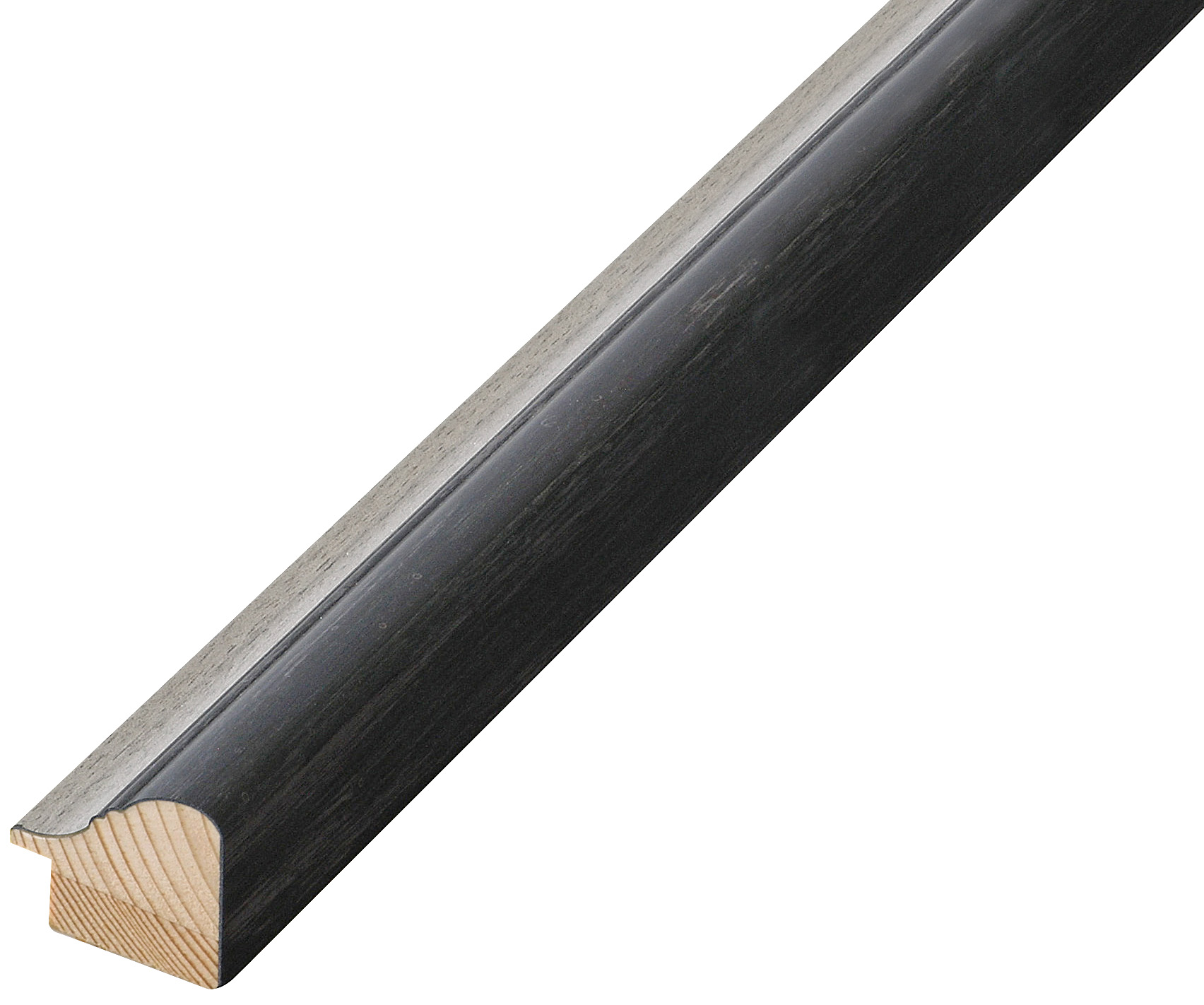 Moulding finger-jointed pine, width 30mm, height 27 - Grey, silver band