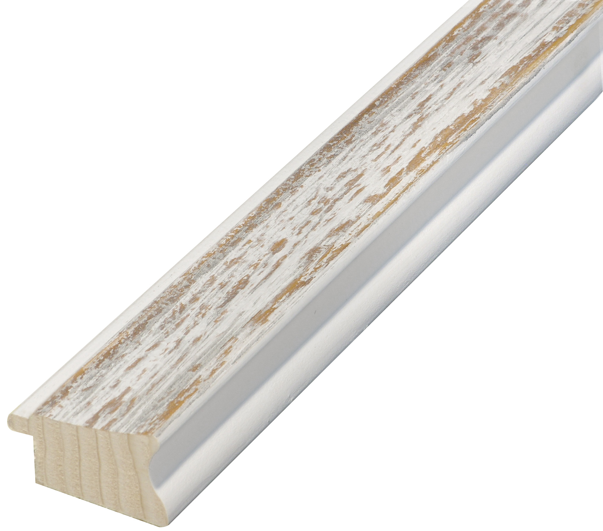 Moulding finger-jointed fir, width 40 mm, distressed white-brown