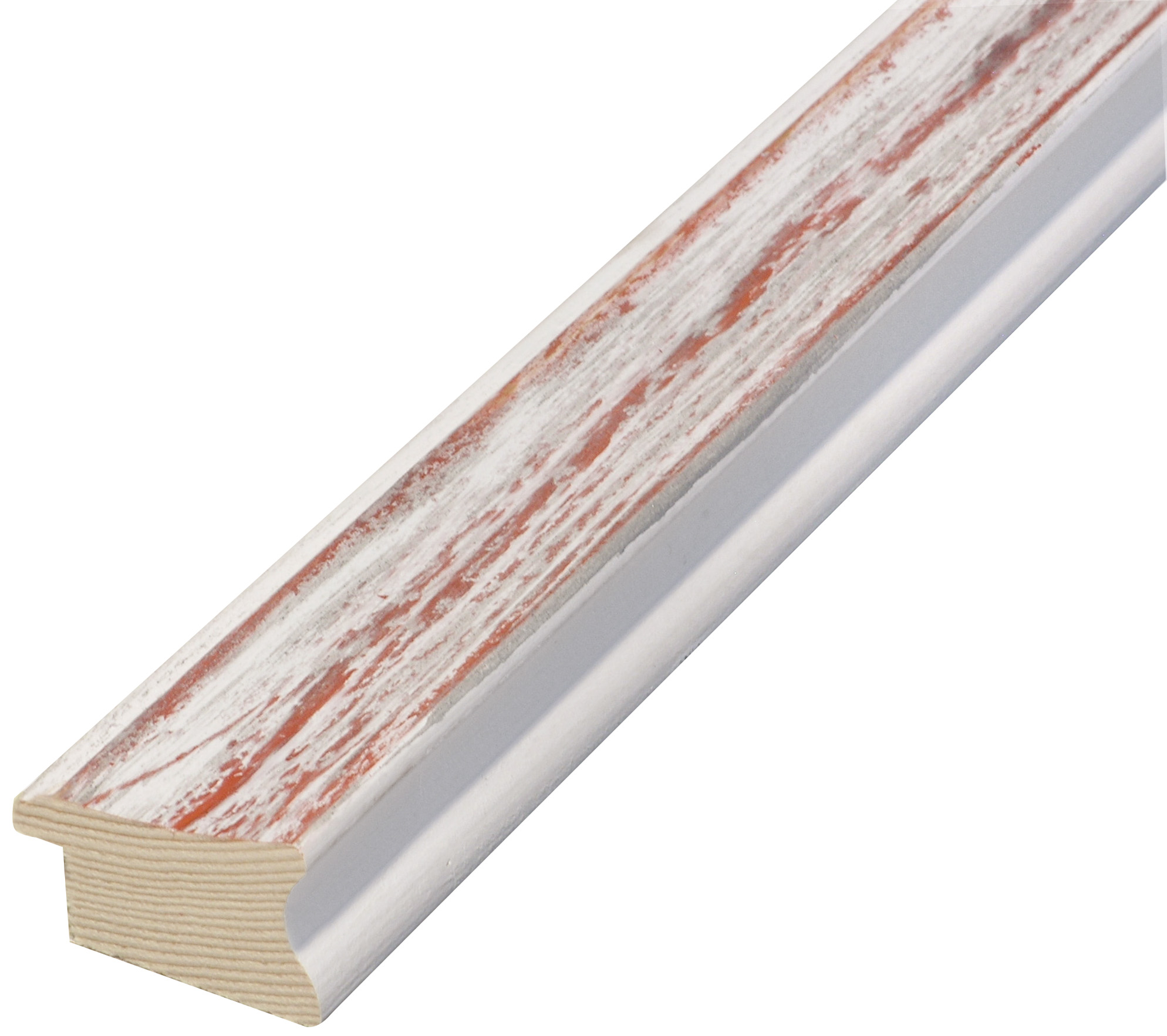 Moulding finger-jointed fir, width 40 mm, distressed white-pink