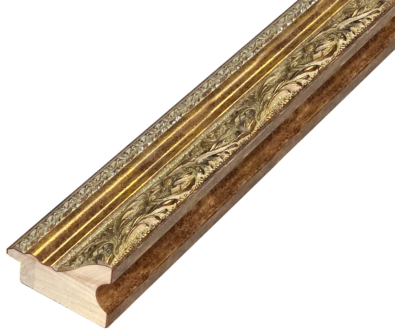 Moulding finger-jointed pine, width 57mm, height 32 - Old gold