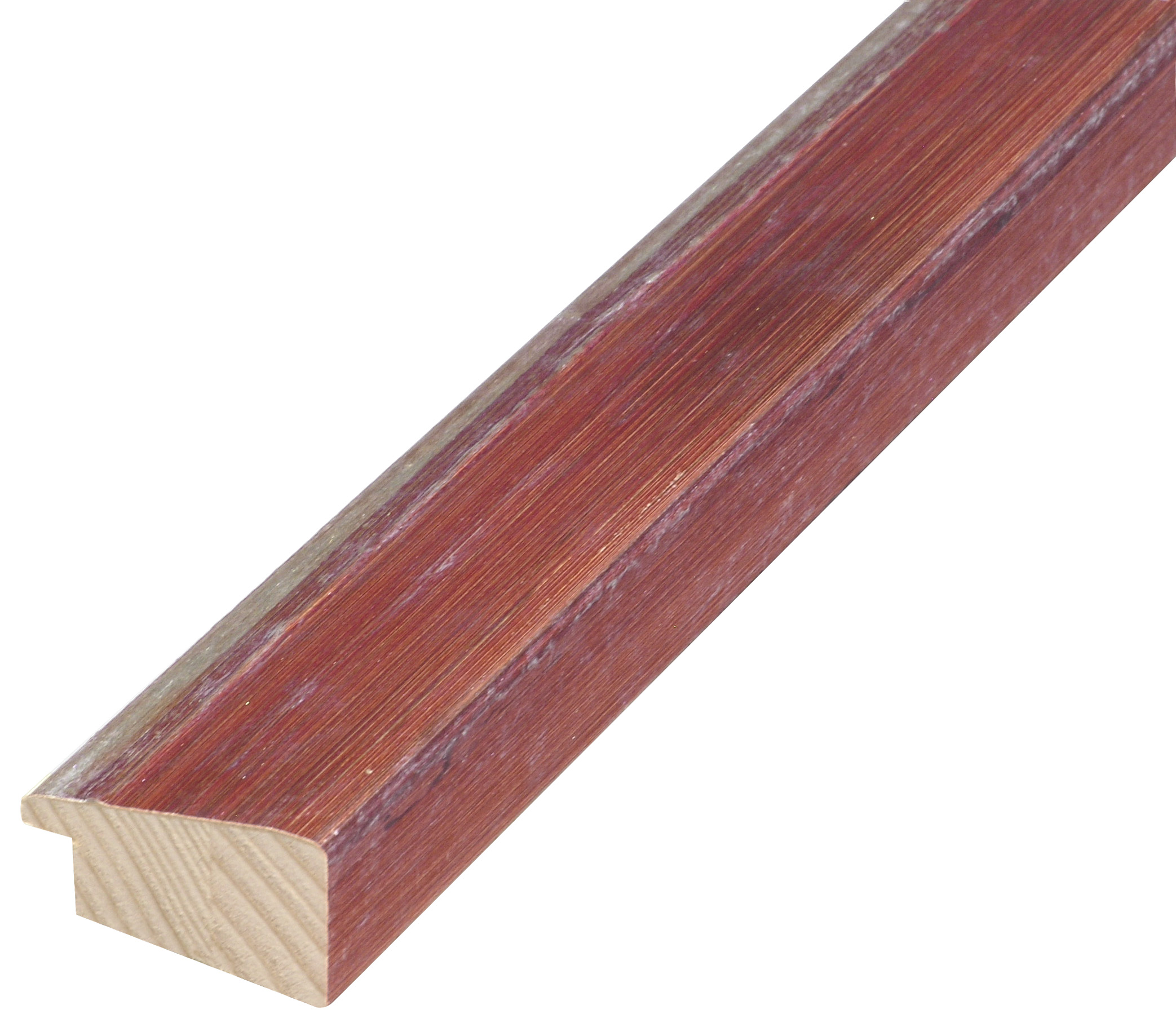 Moulding finger-jointed fir 37mm - distressed red finish, silver edge