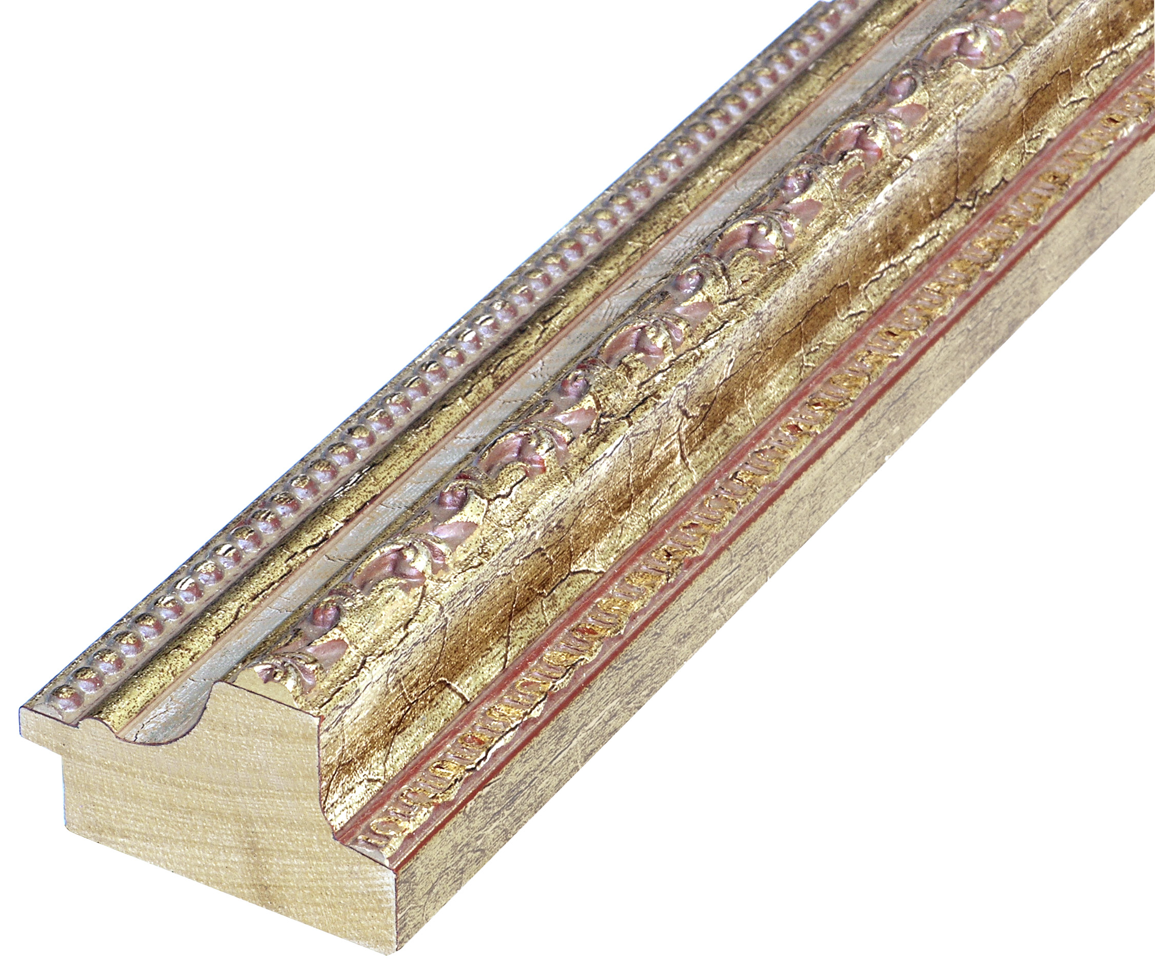 Moulding finger-jointed pine - width 53mm height 35 - gold. silver ban