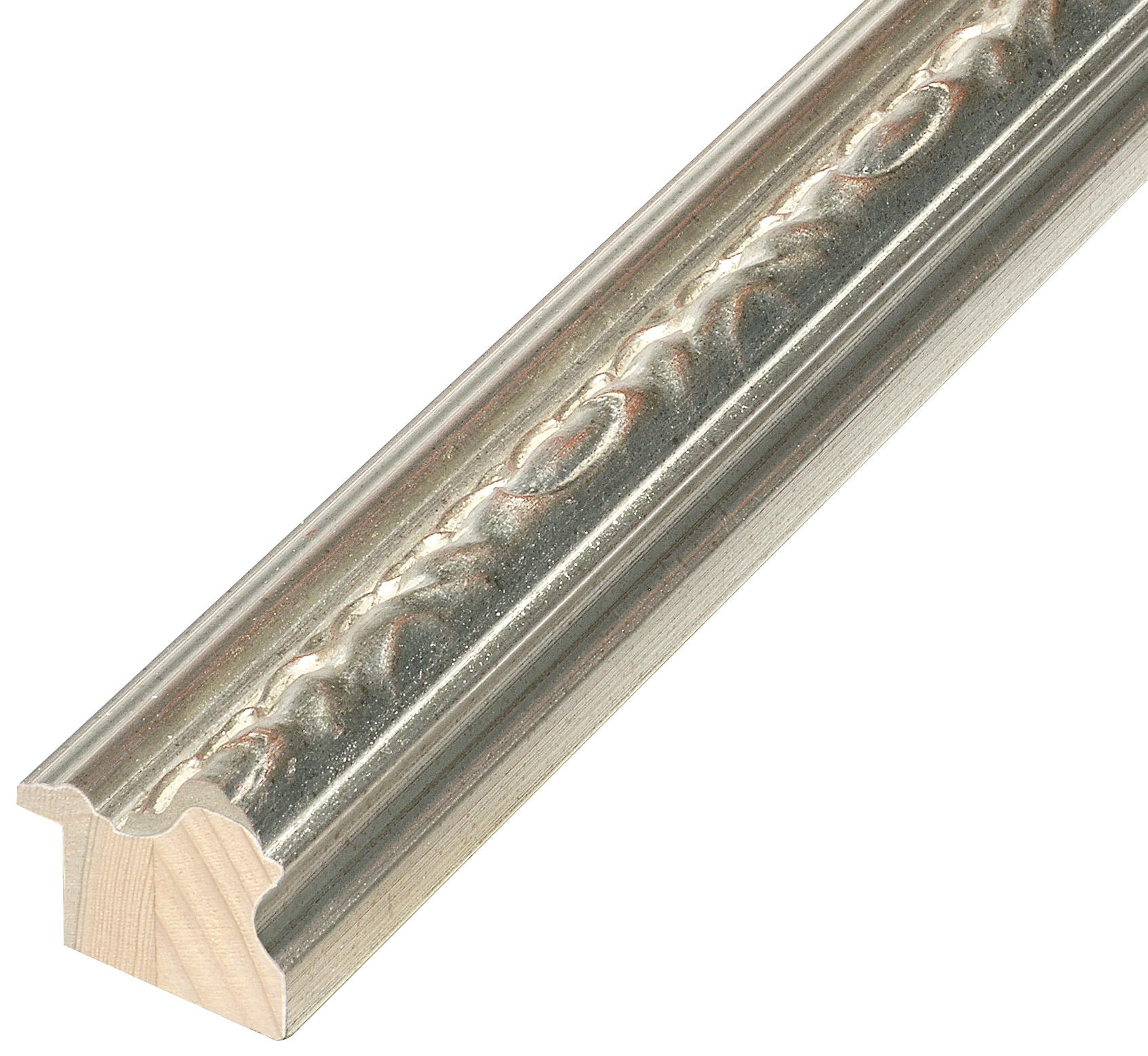 Moulding finger-jointed pine, width 40mm, height 38 - Silver, decorated