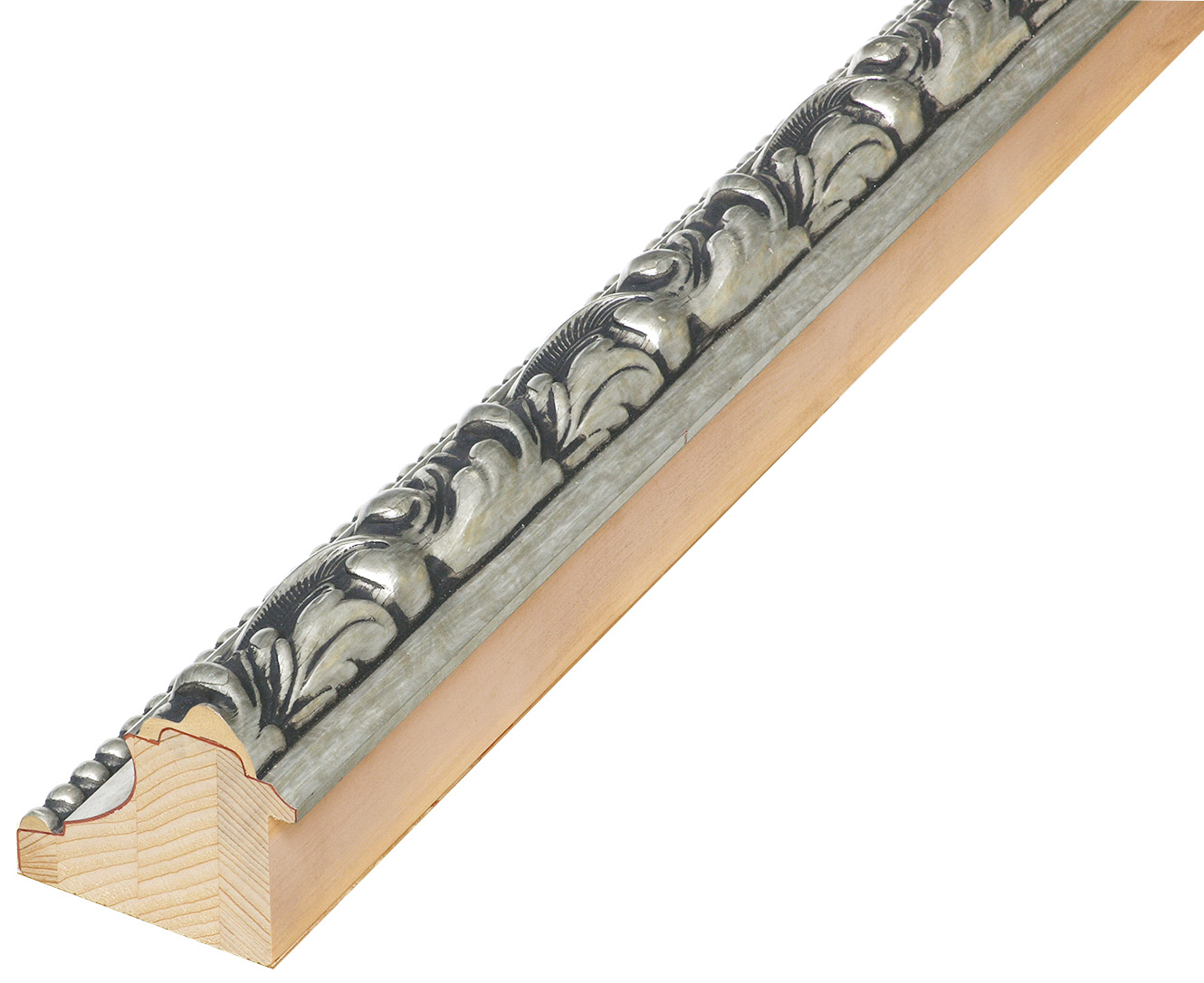 Moulding finger-jointed fir Width 82mm Height 49 Silver, decorations