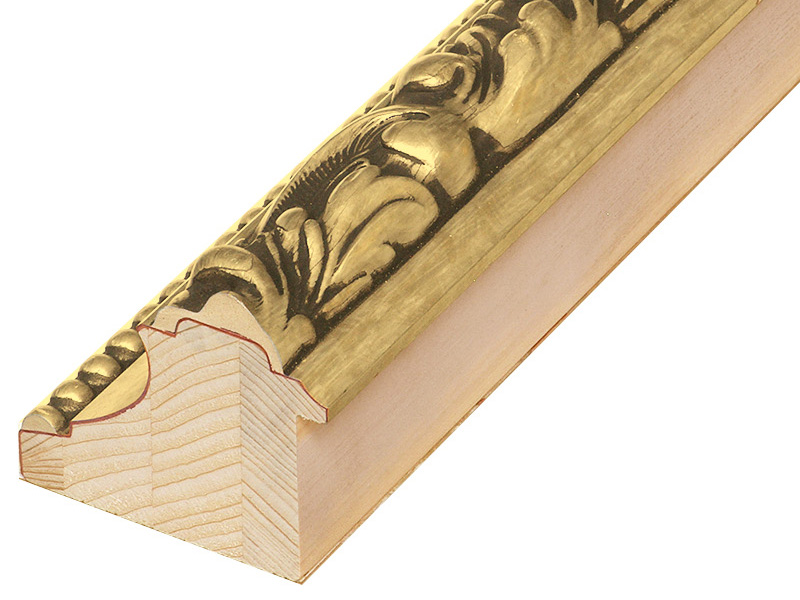 Moulding finger-jointed fir Width 82mm Height 49 Gold, decorations